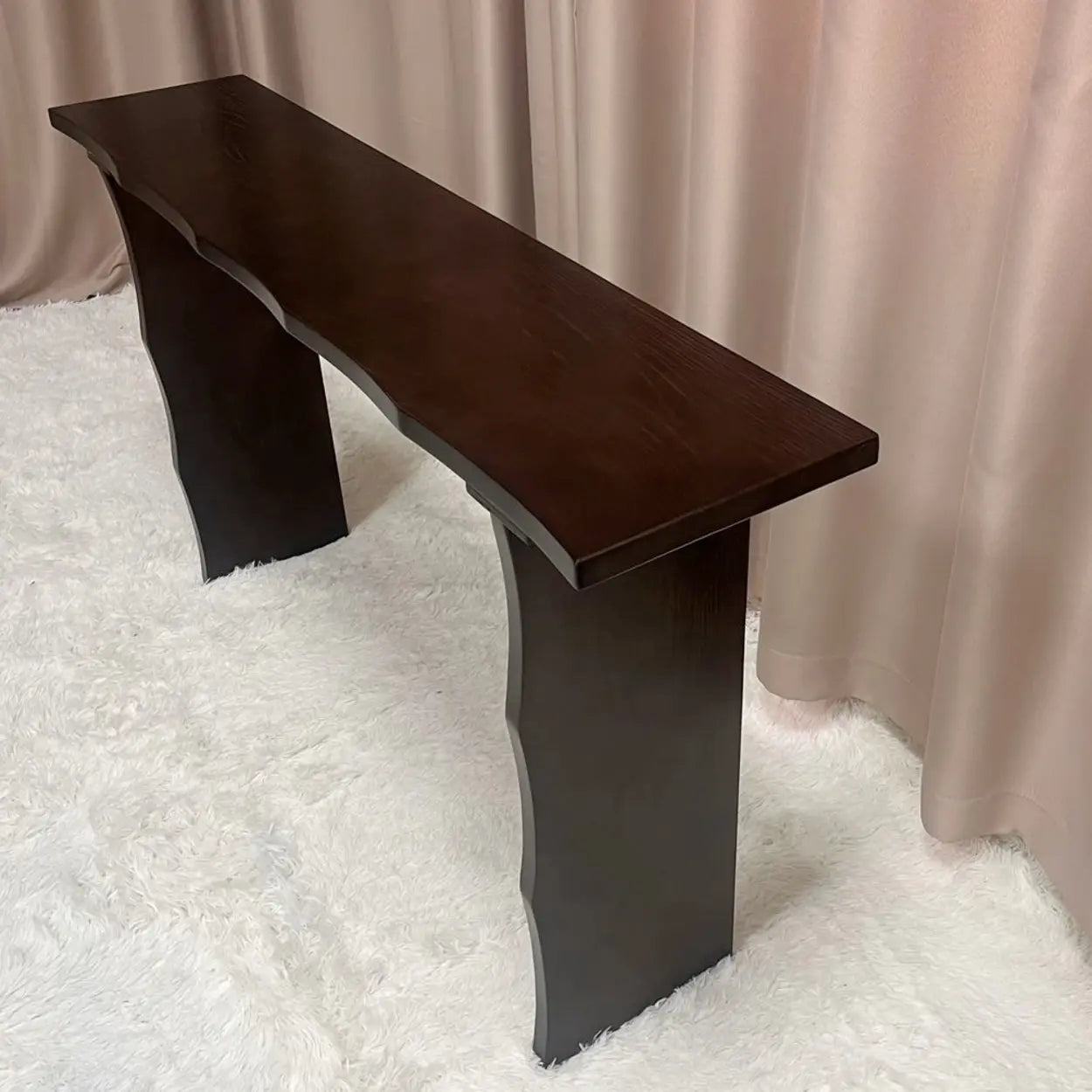 Double Pedestal Wood Console Table — Coffee