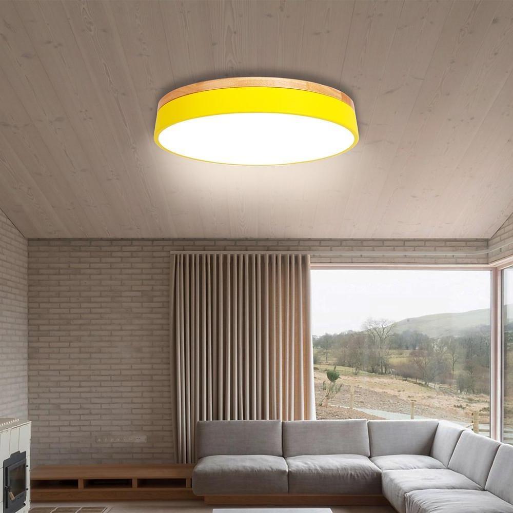 Circular synthetic flush mount lighting for hallway — Warm White (3000K) / Yellow