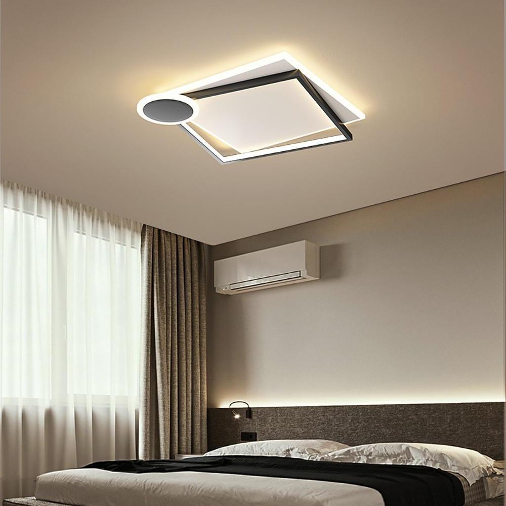 Squares Circle Metal Offset Flush Mount Light LED Bedroom Ceiling Lights-Lighom