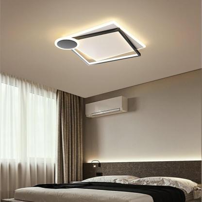 Squares Circle Metal Offset Flush Mount Light LED Bedroom Ceiling Lights-Lighom