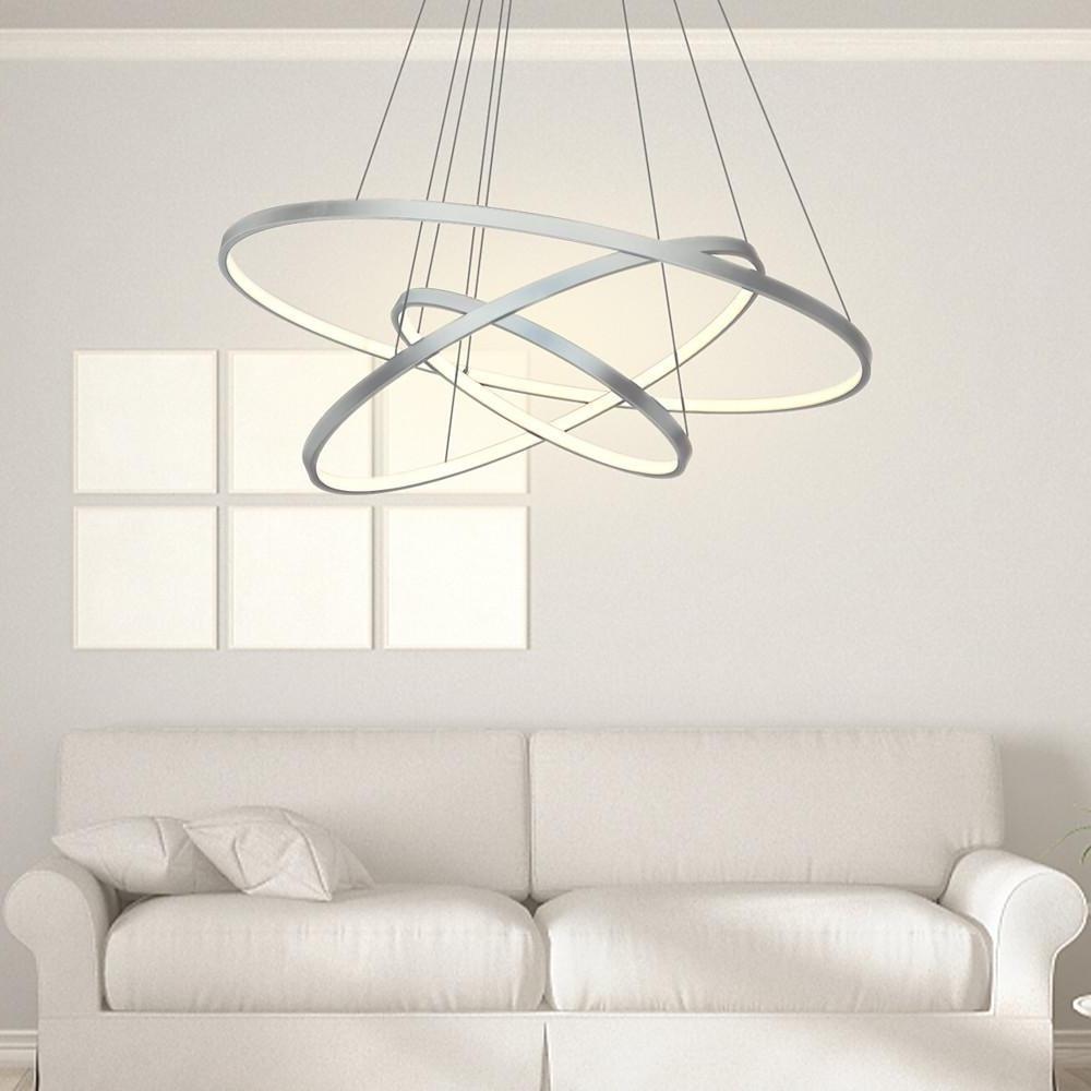 3 Ring Intterweaved Circle Design Pendant Lighting Aluminum Acrylic LED Ceiling Light-Lighom