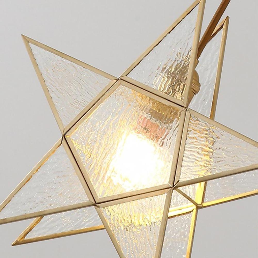 Double Star Shaped Kitchen Pendant Lights Copper Glass Pendant Lighting-Lighom