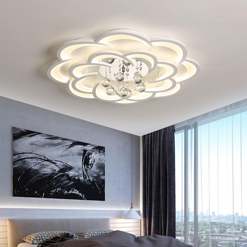 White acrylic teardrop floral flush mount lighting - modern — Cool White (6000K)