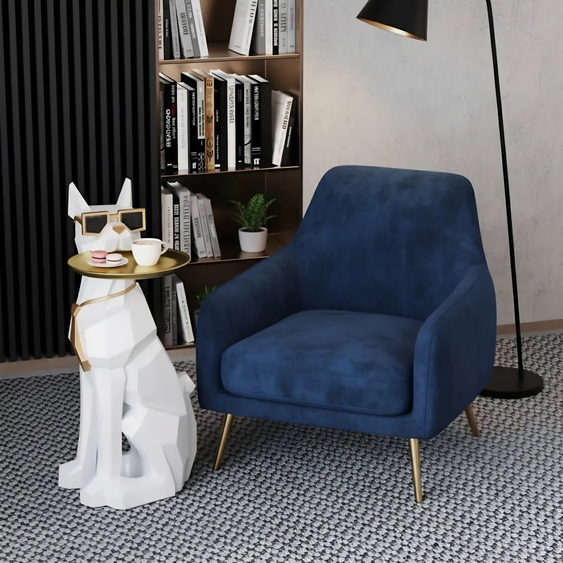 Dog-Shape Side Table with Tray