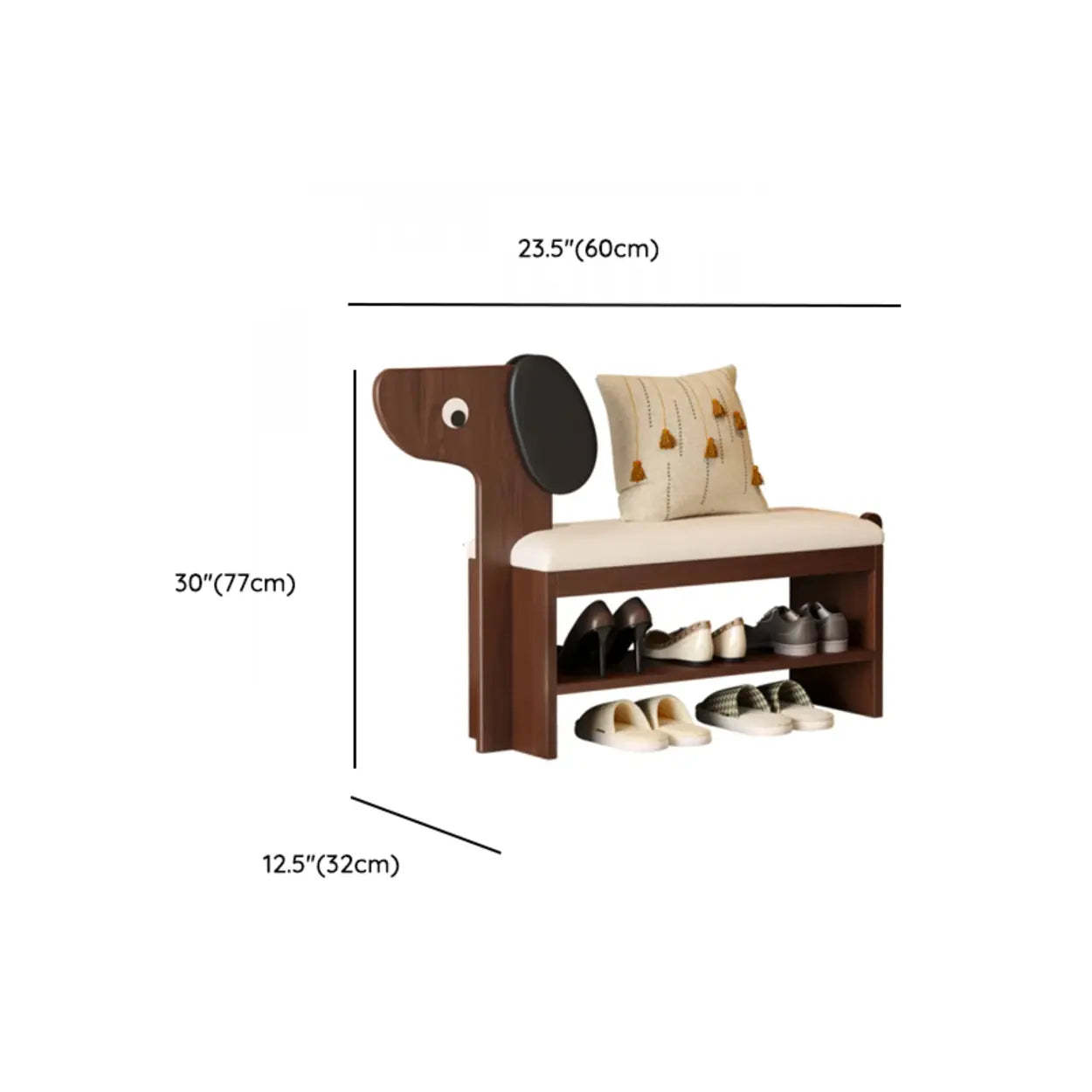 Dog-Shaped Entryway Shoe Bench with Storage