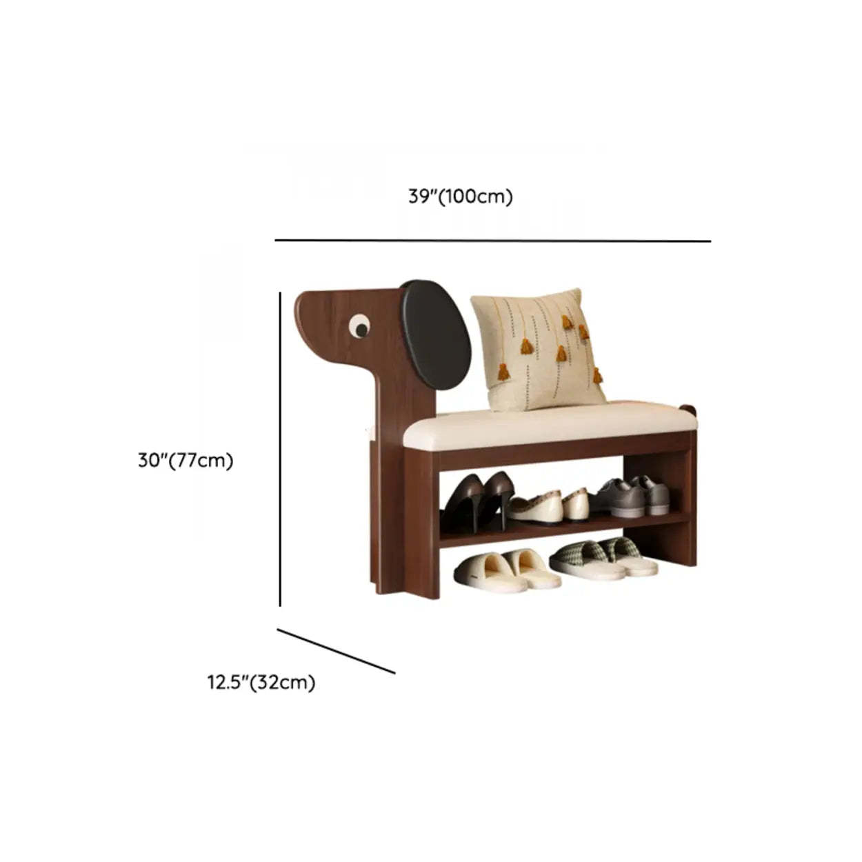 Dog-Shaped Entryway Shoe Bench with Storage