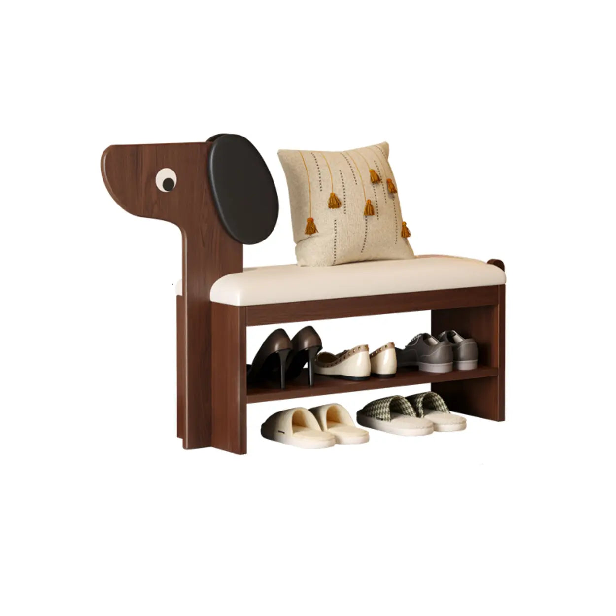 Dog-Shaped Entryway Shoe Bench with Storage