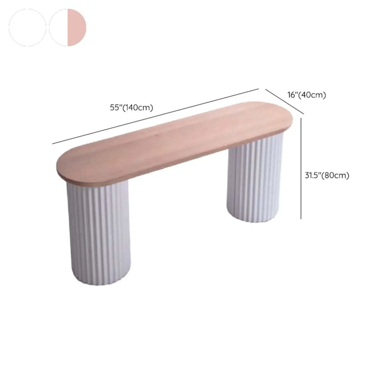 Double Pedestal Oval White Sintered Stone Console Table