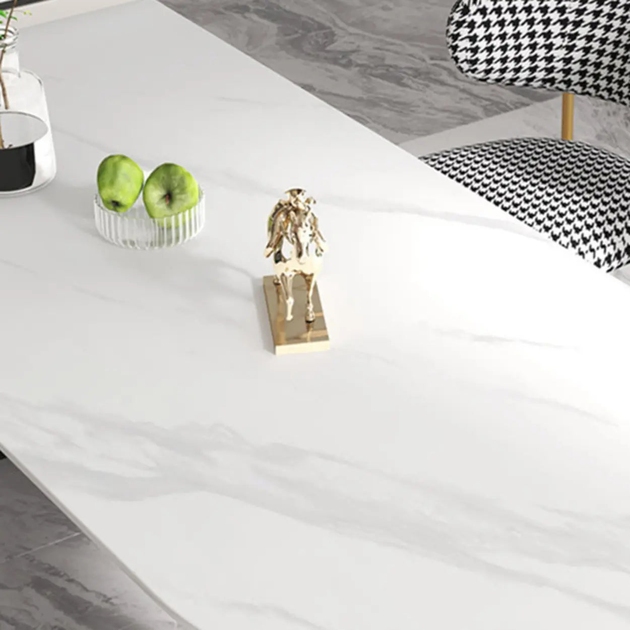 Double Pedestal Oval White Sintered Stone Console Table — White / White