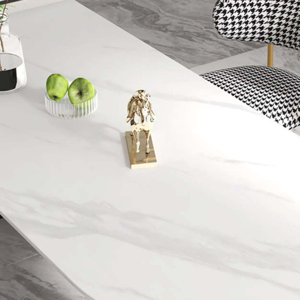 Double Pedestal Oval White Sintered Stone Console Table — White / White