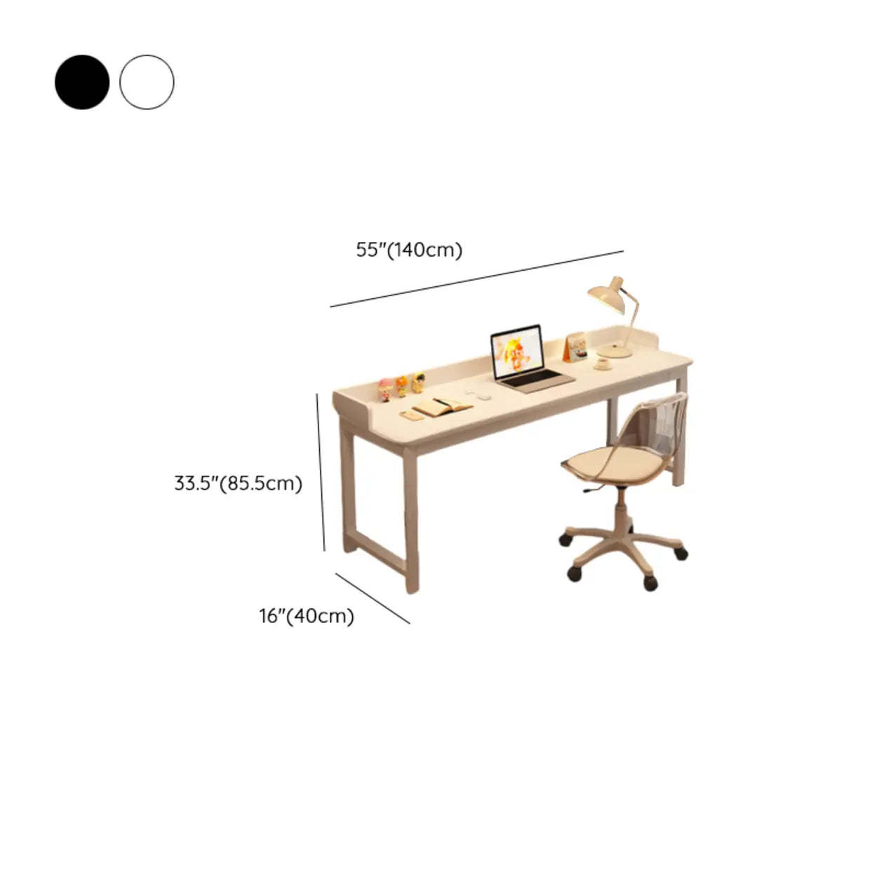 Double White Wood Writing Desk with Storage