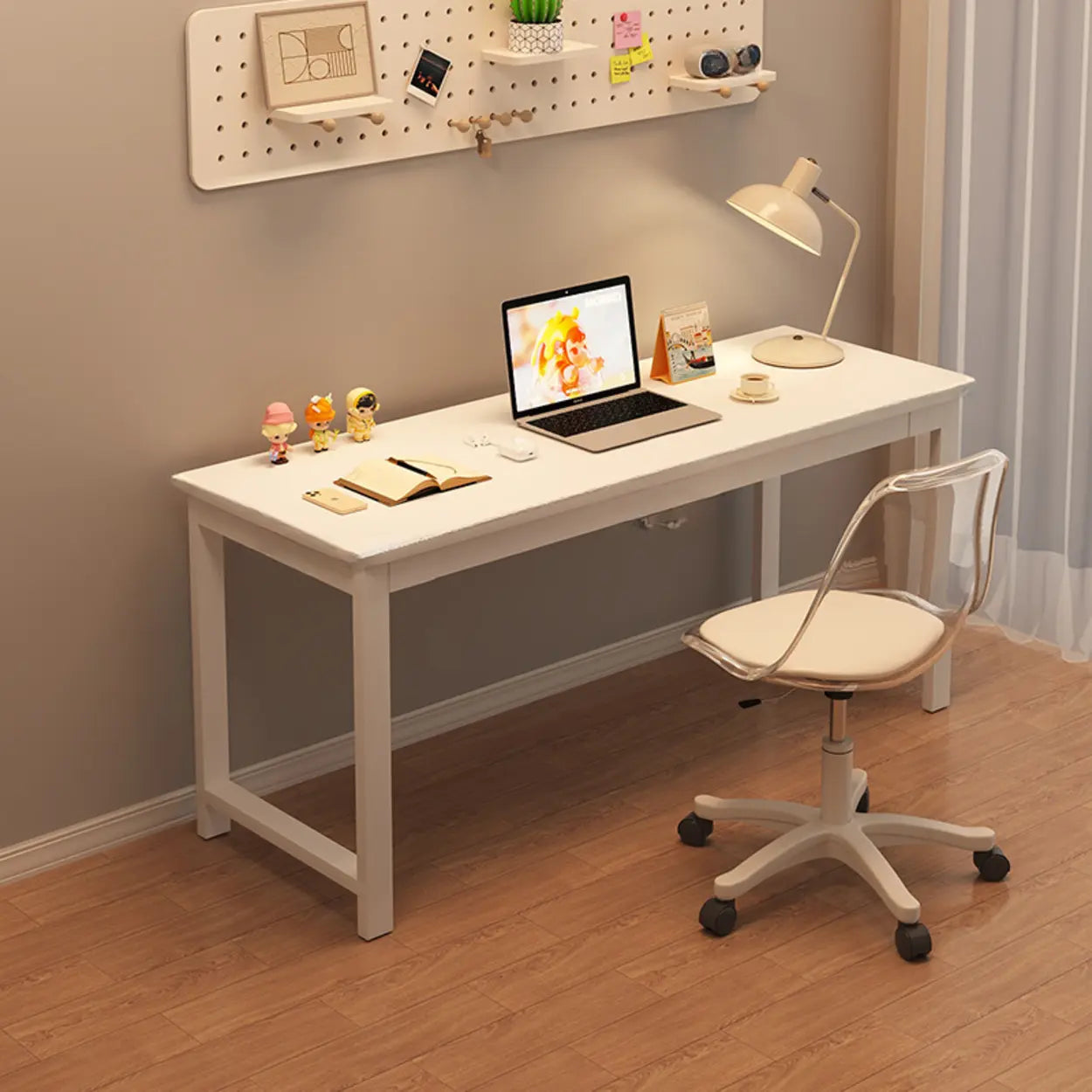 Double White Wood Writing Desk with Storage — Black / Table Only