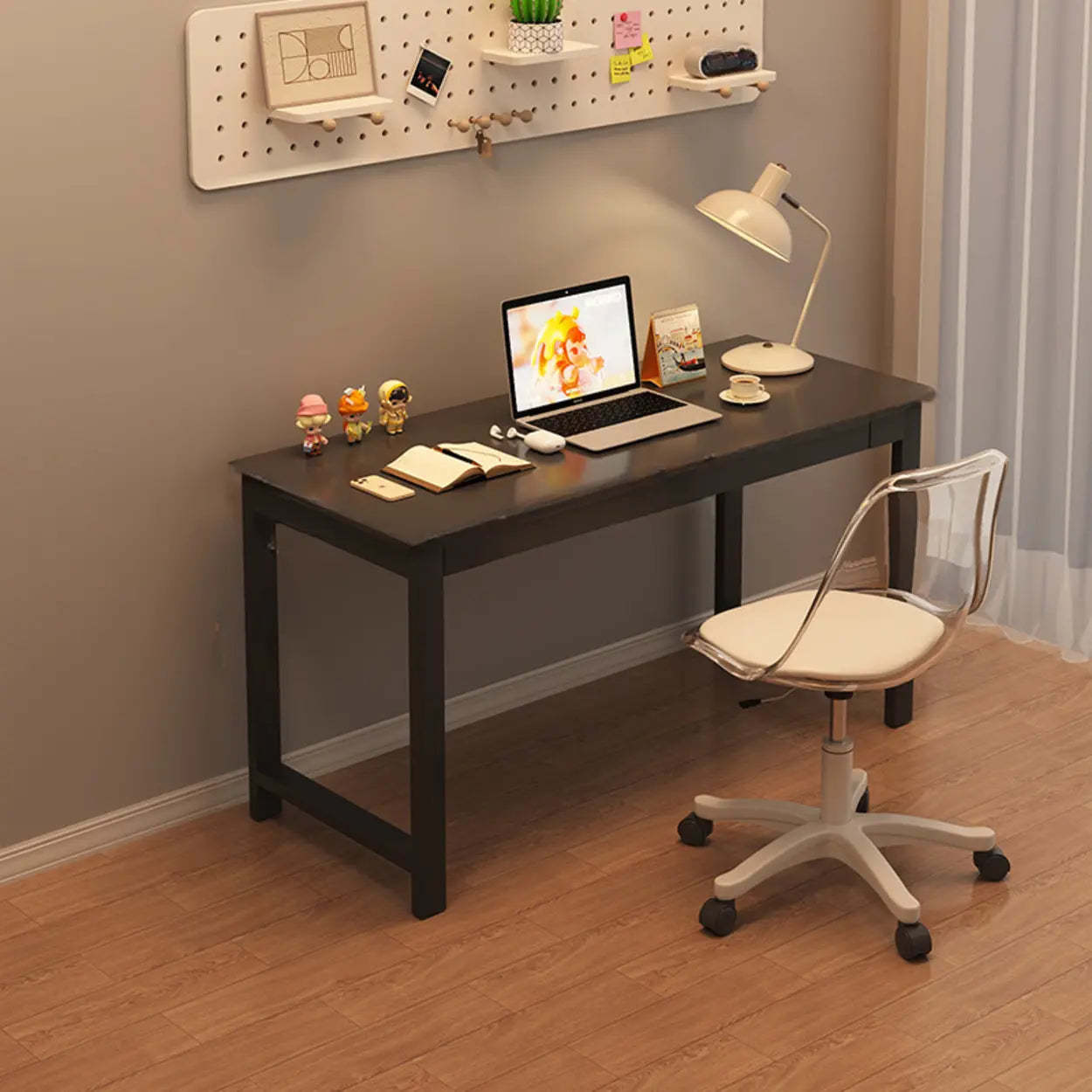 Double White Wood Writing Desk with Storage — White / Table Only