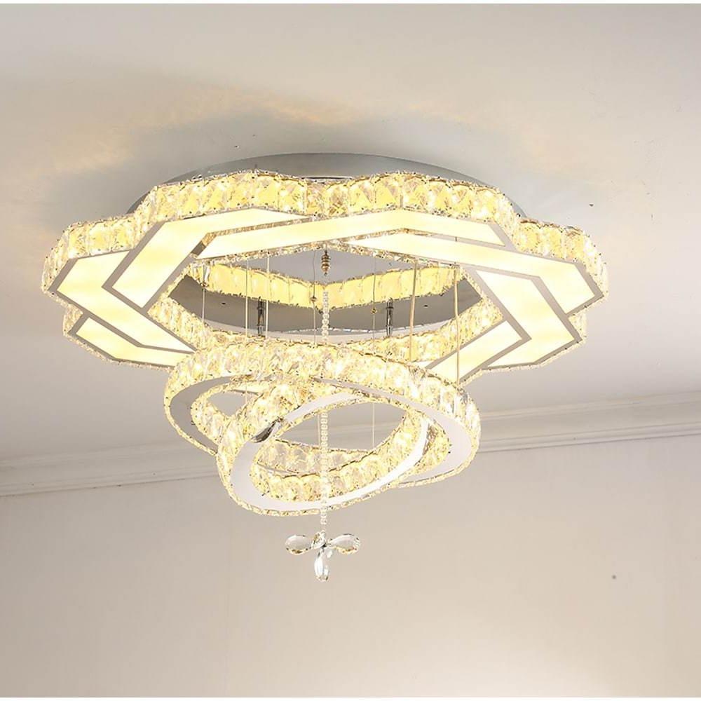 Ambient Crystal LED Gold Silver Flush Mount Light