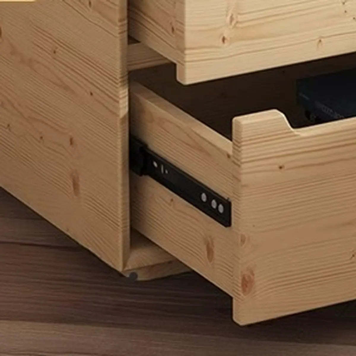 Rectangular Cream Wood Functional Nightstand with Drawer — Khaki