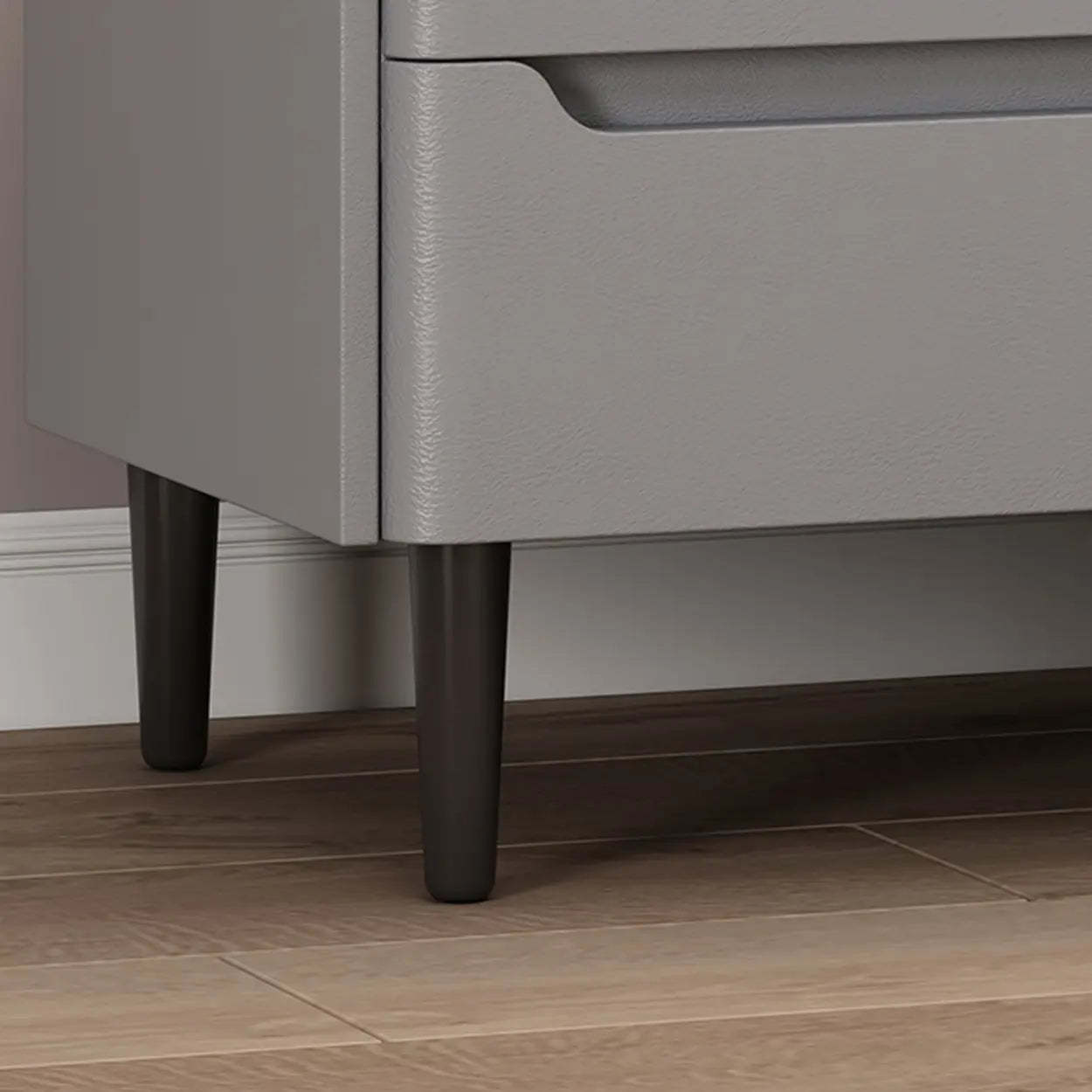 Beige Rectangular Sintered Stone Wood Nightstand