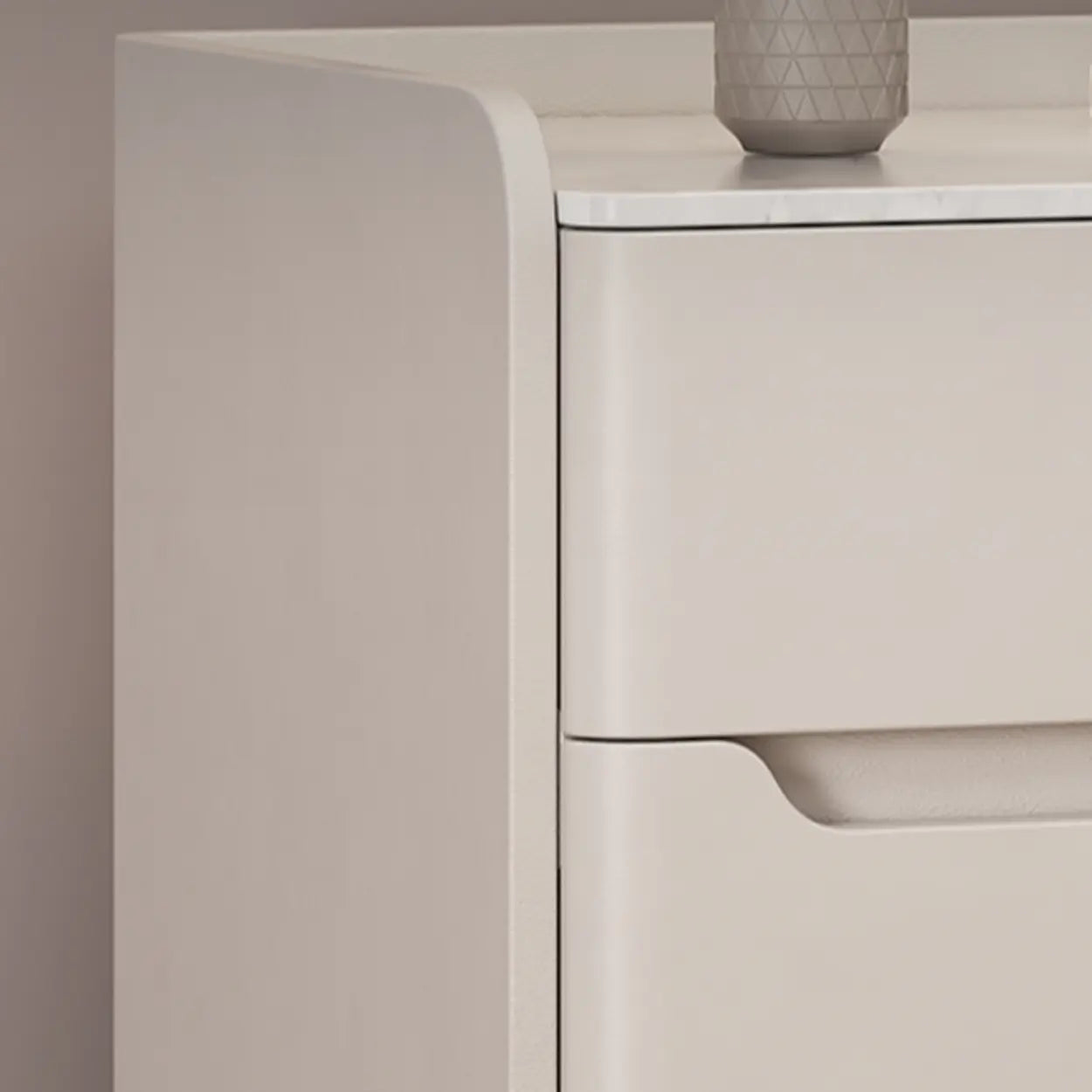 Beige Rectangular Sintered Stone Wood Nightstand