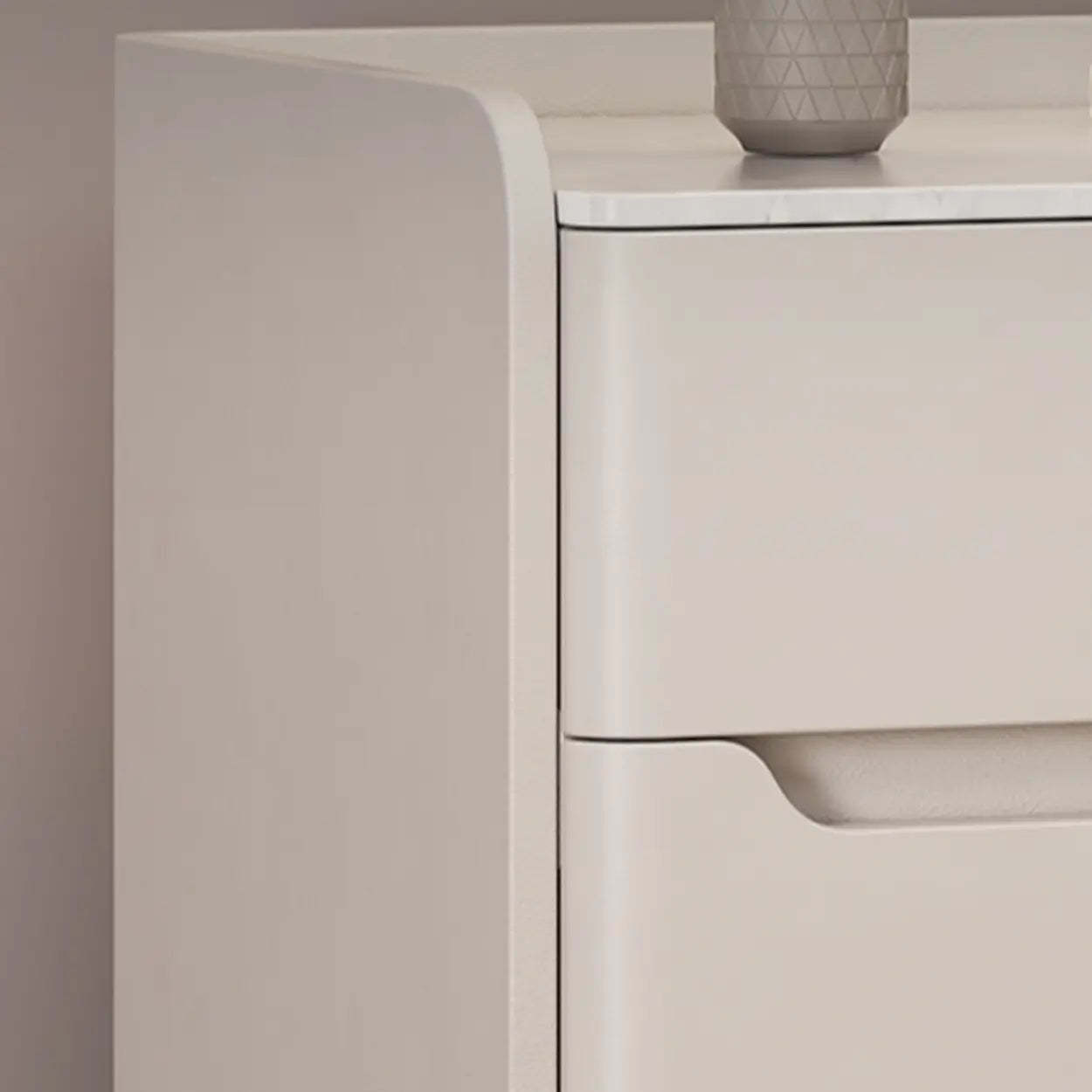 Beige Rectangular Sintered Stone Wood Nightstand