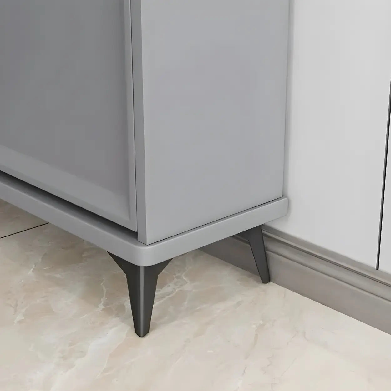 Adjustable Gray Wood Drop-Front Entryway Shoe Cabinet — Grey