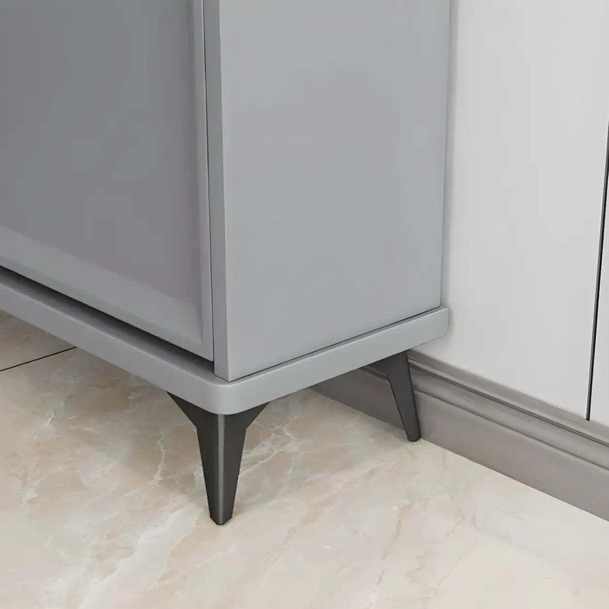 Adjustable Gray Wood Drop-Front Entryway Shoe Cabinet — Grey