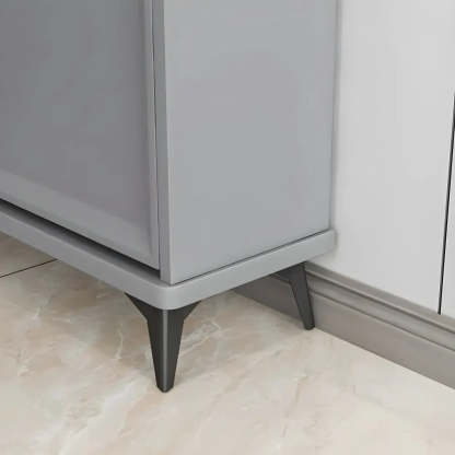 Adjustable Gray Wood Drop-Front Entryway Shoe Cabinet — Grey