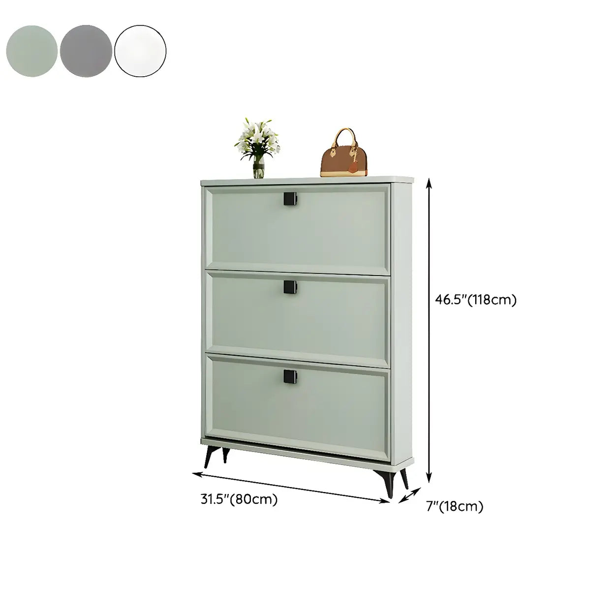 Adjustable Gray Wood Drop-Front Entryway Shoe Cabinet — Grey