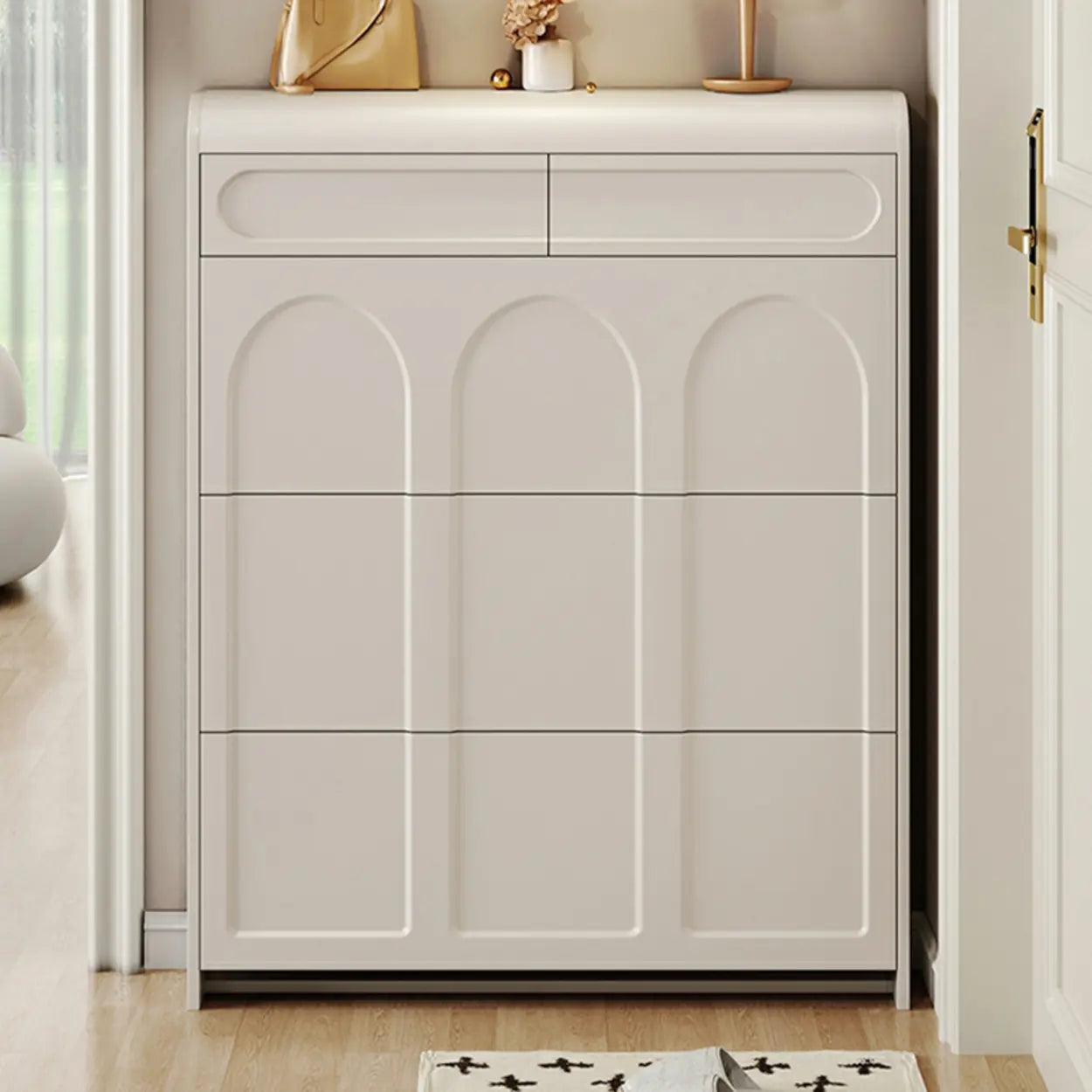 Drop-Front Wall-Mounted White Shoe Storage