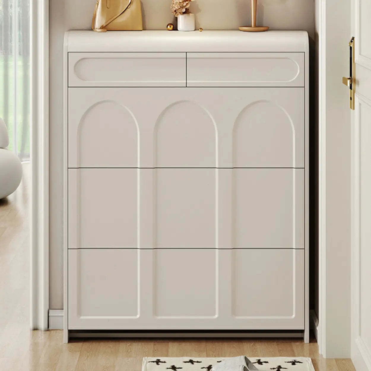 Drop-Front Wall-Mounted White Shoe Storage