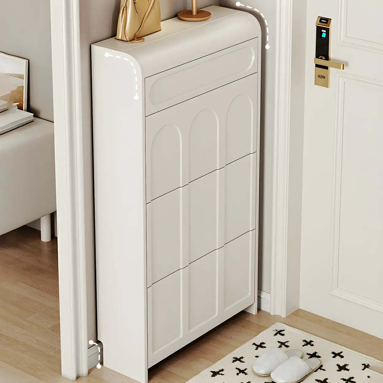 Drop-Front Wall-Mounted White Shoe Storage