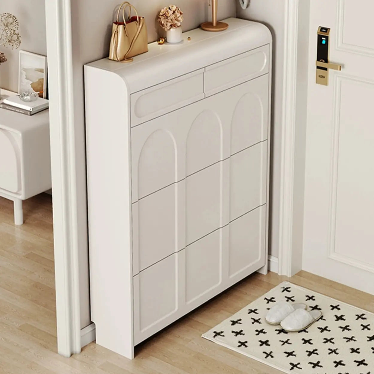 Drop-Front Wall-Mounted White Shoe Storage