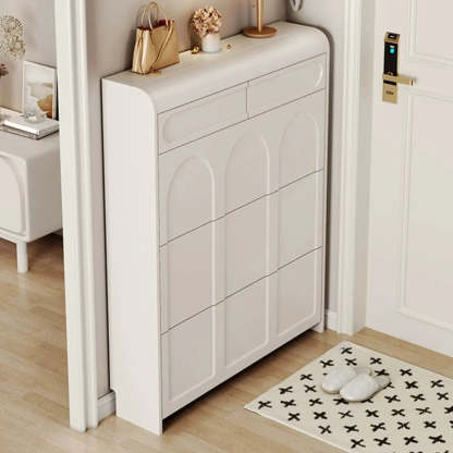 Drop-Front Wall-Mounted White Shoe Storage