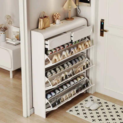 Drop-Front Wall-Mounted White Shoe Storage