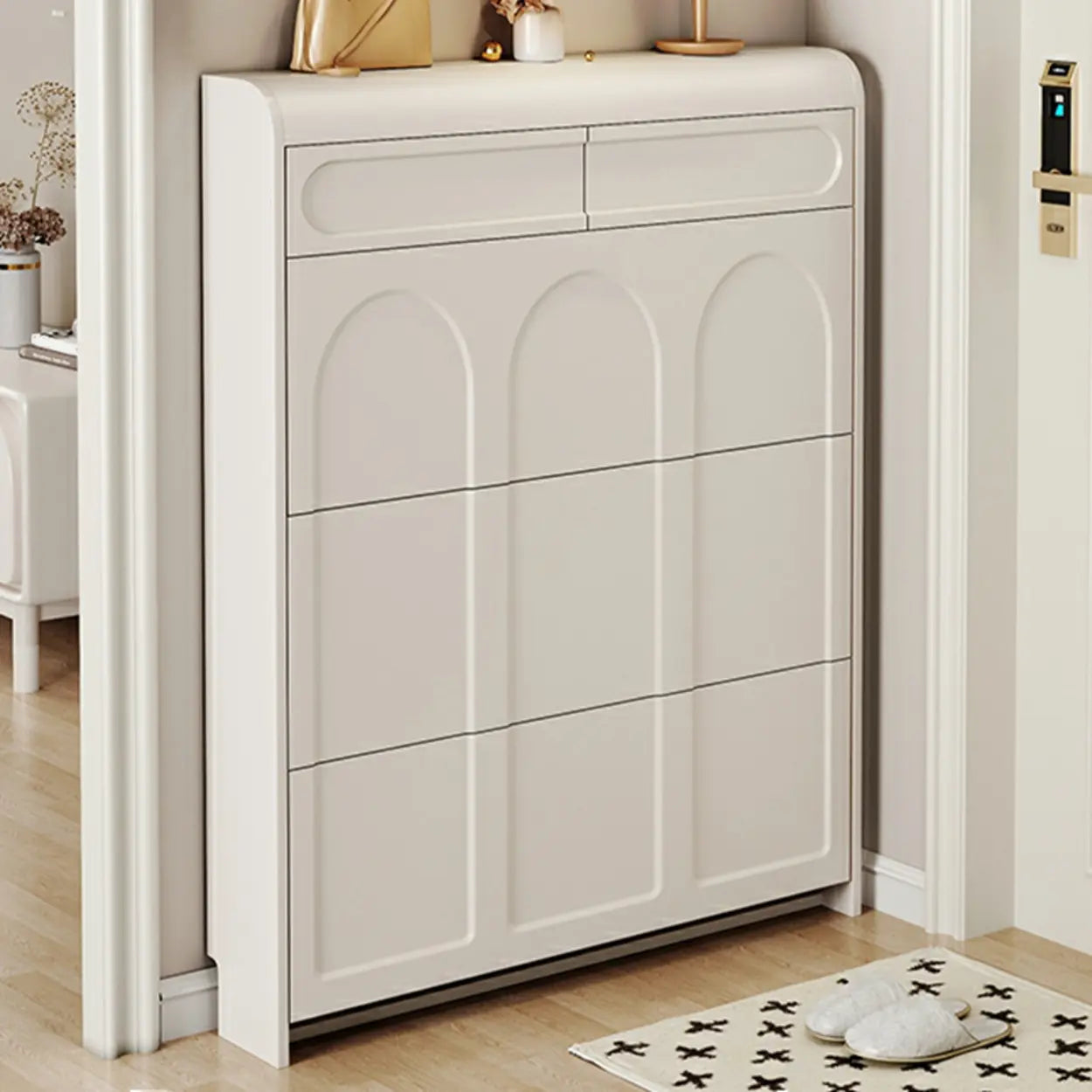 Drop-Front Wall-Mounted White Shoe Storage