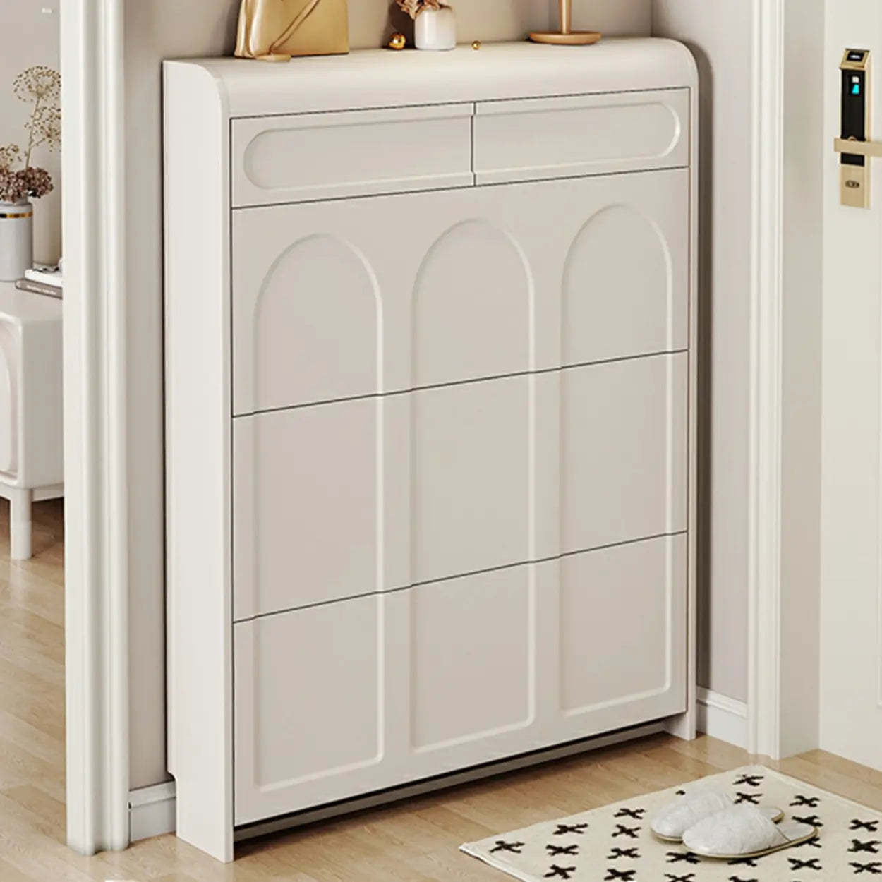 Drop-Front Wall-Mounted White Shoe Storage