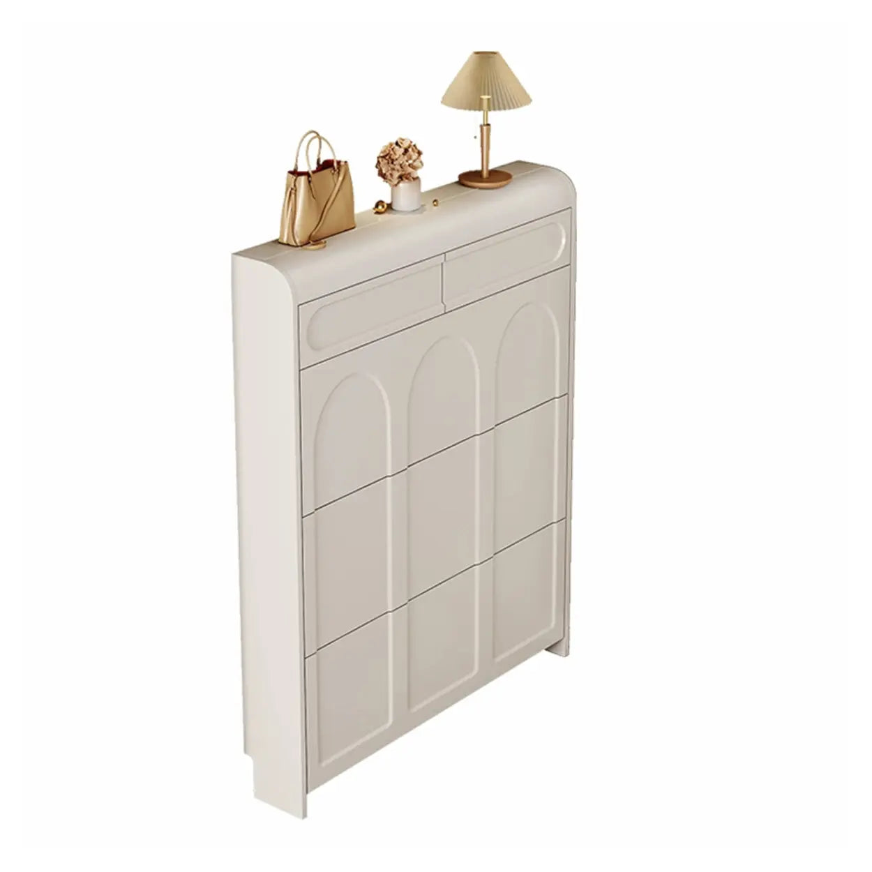 Drop-Front Wall-Mounted White Shoe Storage