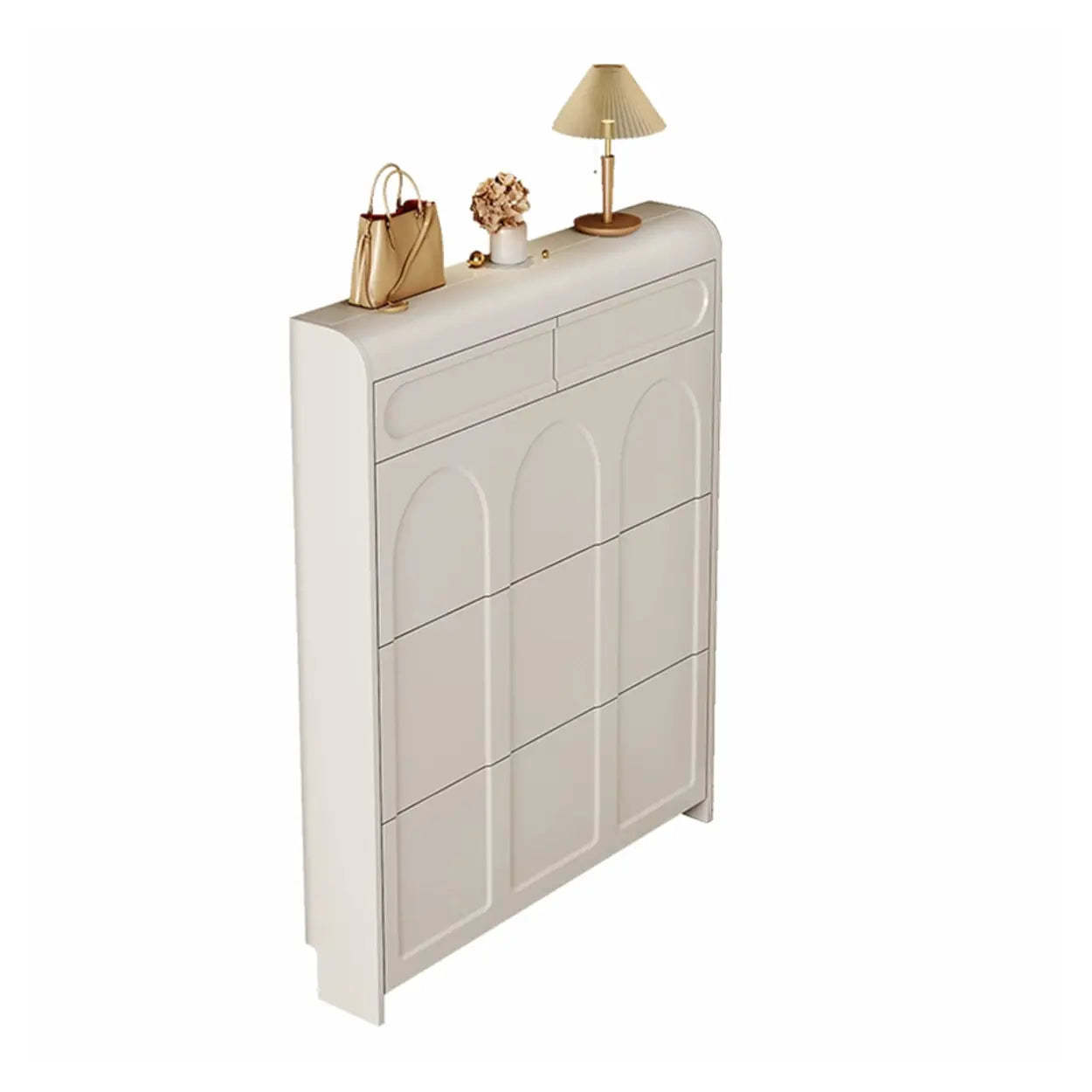 Drop-Front Wall-Mounted White Shoe Storage