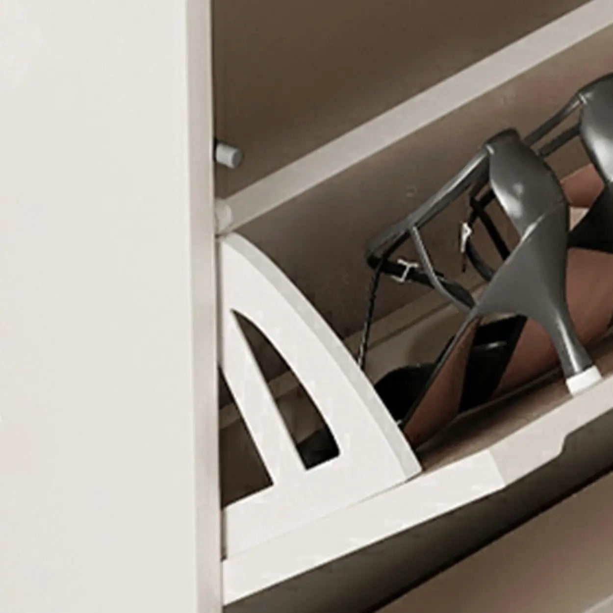 Drop-Front Wall-Mounted White Shoe Storage