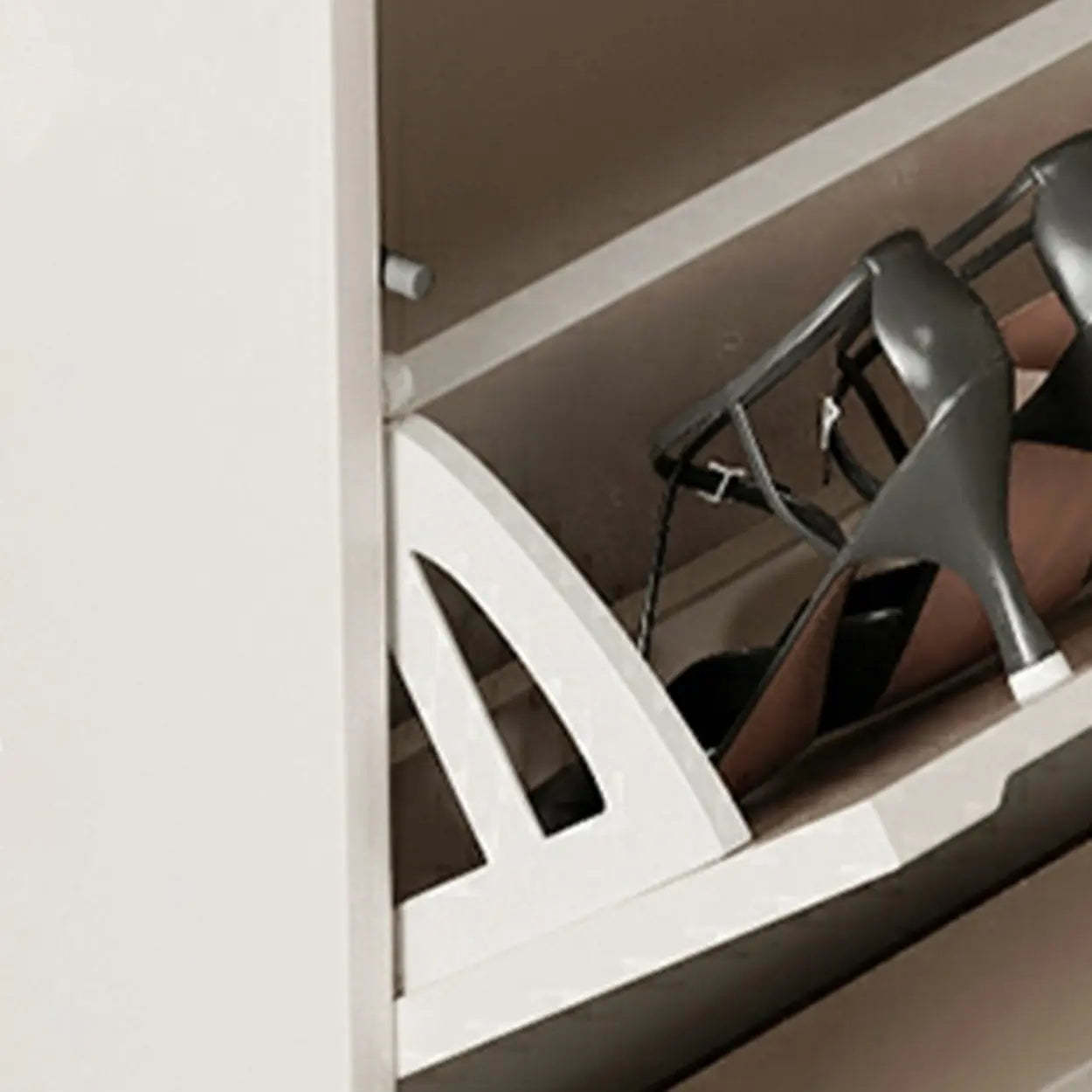 Drop-Front Wall-Mounted White Shoe Storage