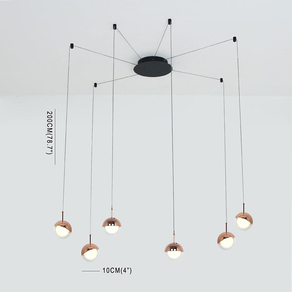 Mini Globe Cluster Design Chandelier Light Metal Acrylic Ceiling Light 6 Bulbs-Lighom