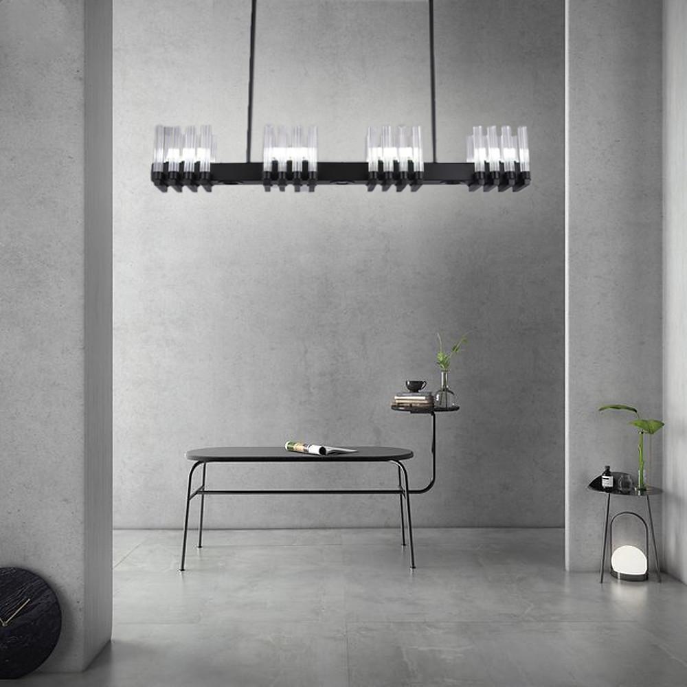 Linear Metal Glass LED Chandelier