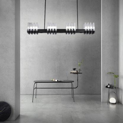 Creative Linear Electroplated Metal Glass LED Modern Chandeliers Pendant Light-Lighom