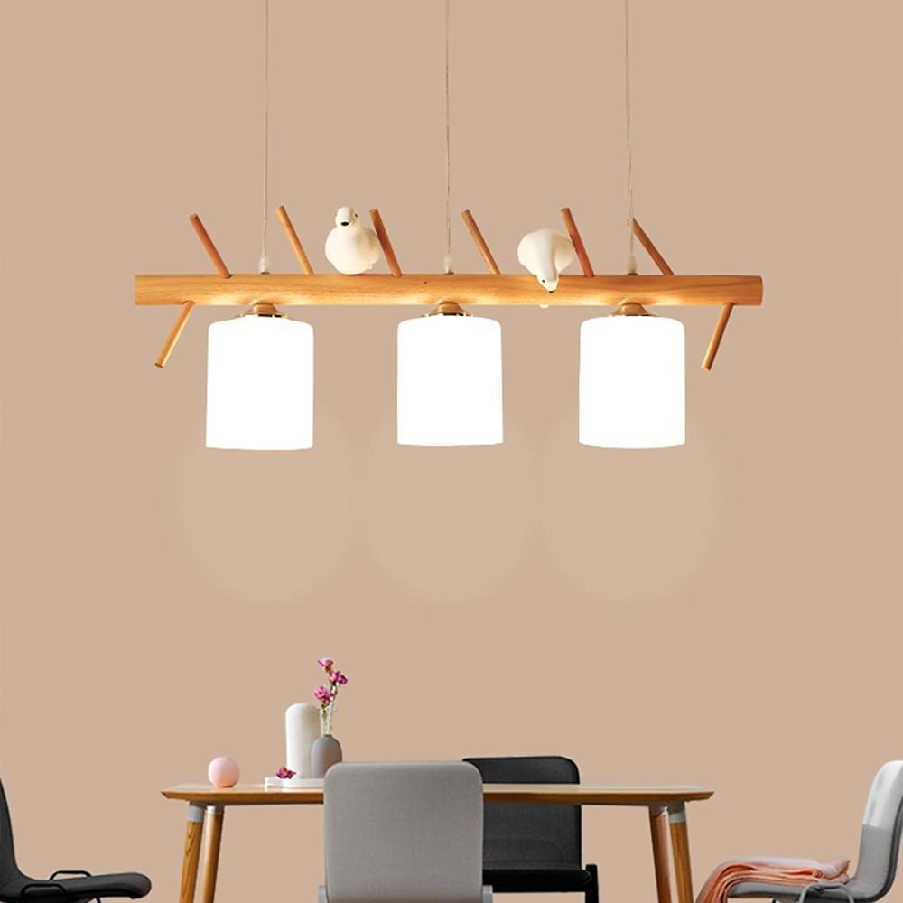 Rustic Island Kitchen Pendant Lighting Wood Bamboo Glass Pendant Lighting-Lighom
