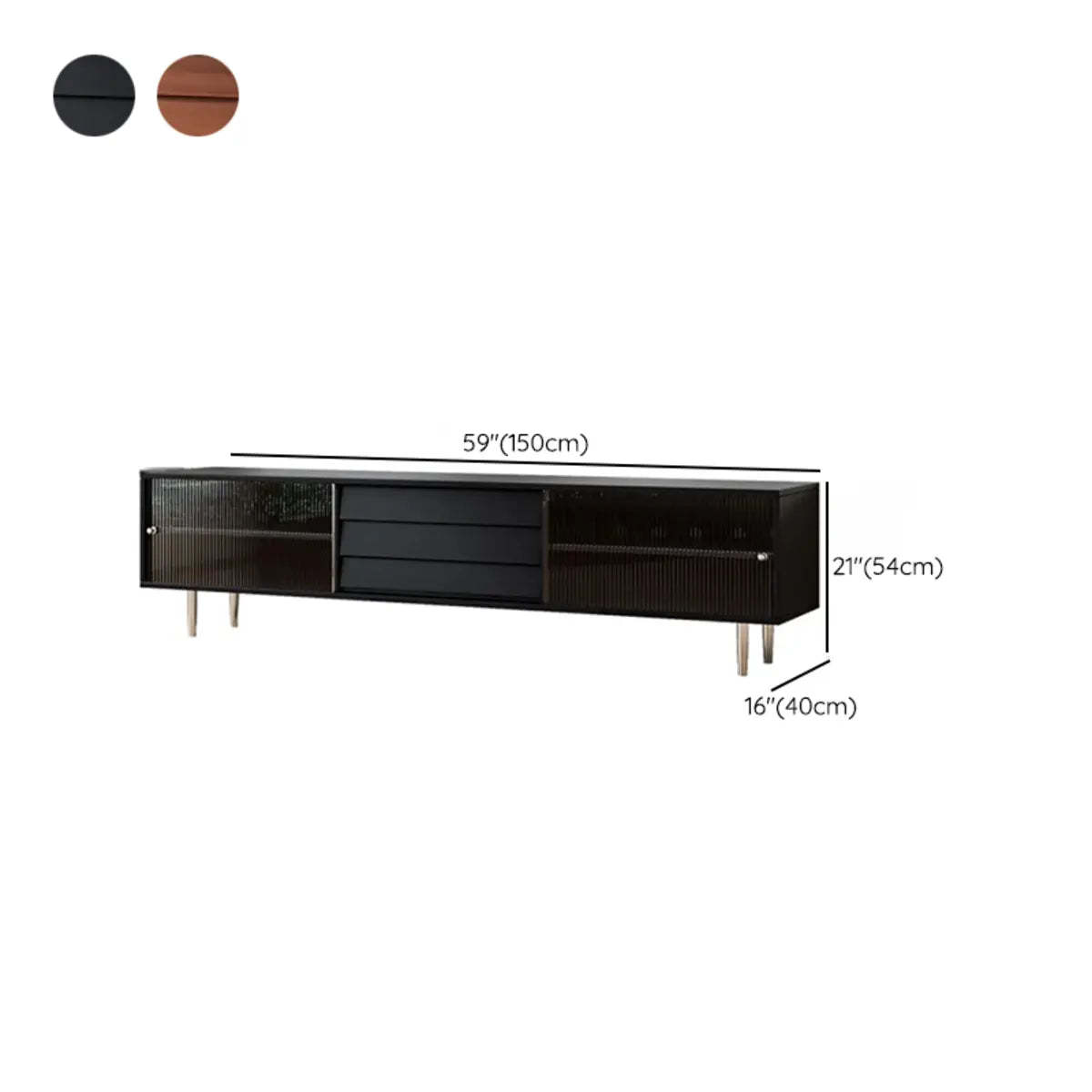 Brown Wood Enclosed Storage TV Stand with Shelves