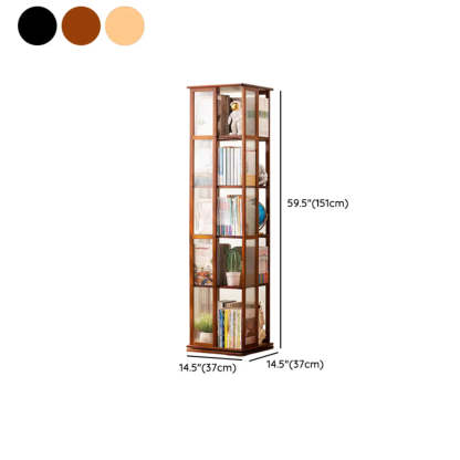 Scandinavian Tall Rotating Bamboo Bookshelf Tower