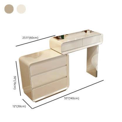 Modern White Wood Adjustable 5-Drawer Vanity