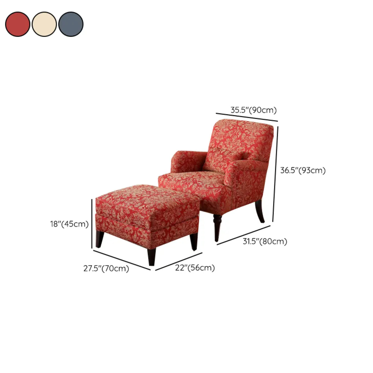Yellow Striped Accent Chair with Ottoman