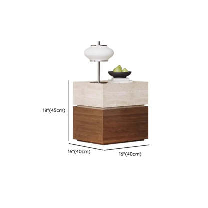 Scandinavian Brown Beige Wood Nightstand