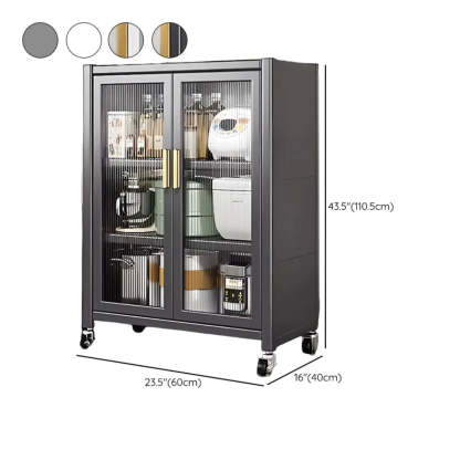 White Metal Rectangular Kitchen China Cabinet