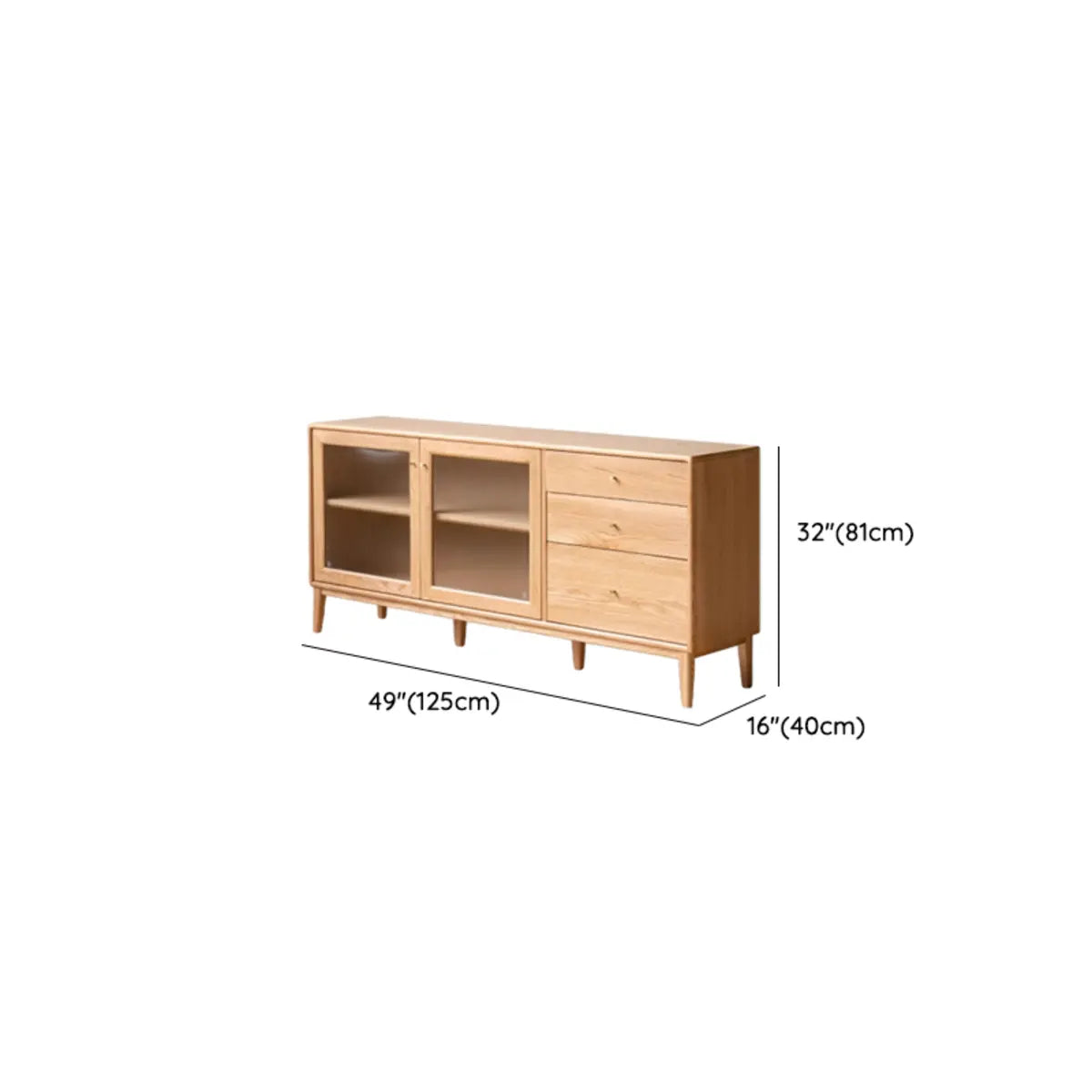 Scandinavian Wood Natural Cabinets Buffet with Storage #size
