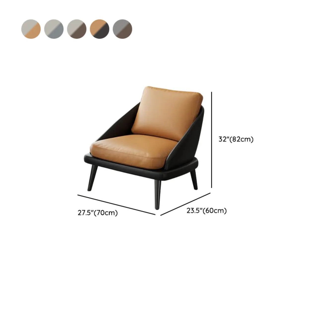 Modern Black Leather Accent Chair